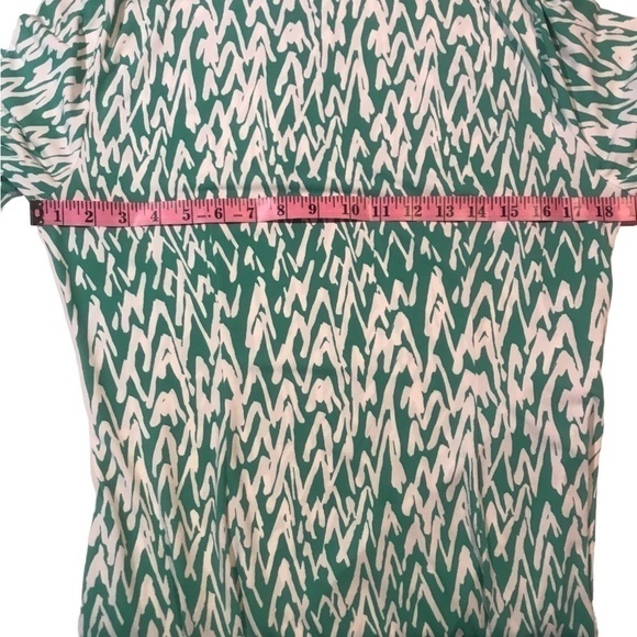 Loft Draped Collar Green and White Dress Size L - Picture 8 of 12